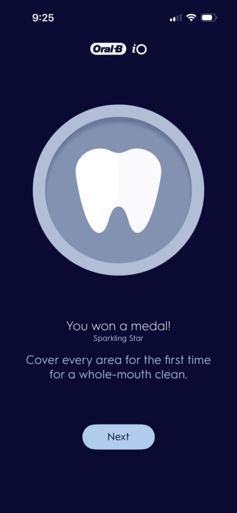 Elektrická zubná kefka Oral-B iO Series 7 - aplikácia - dokončenie umývanie zubov